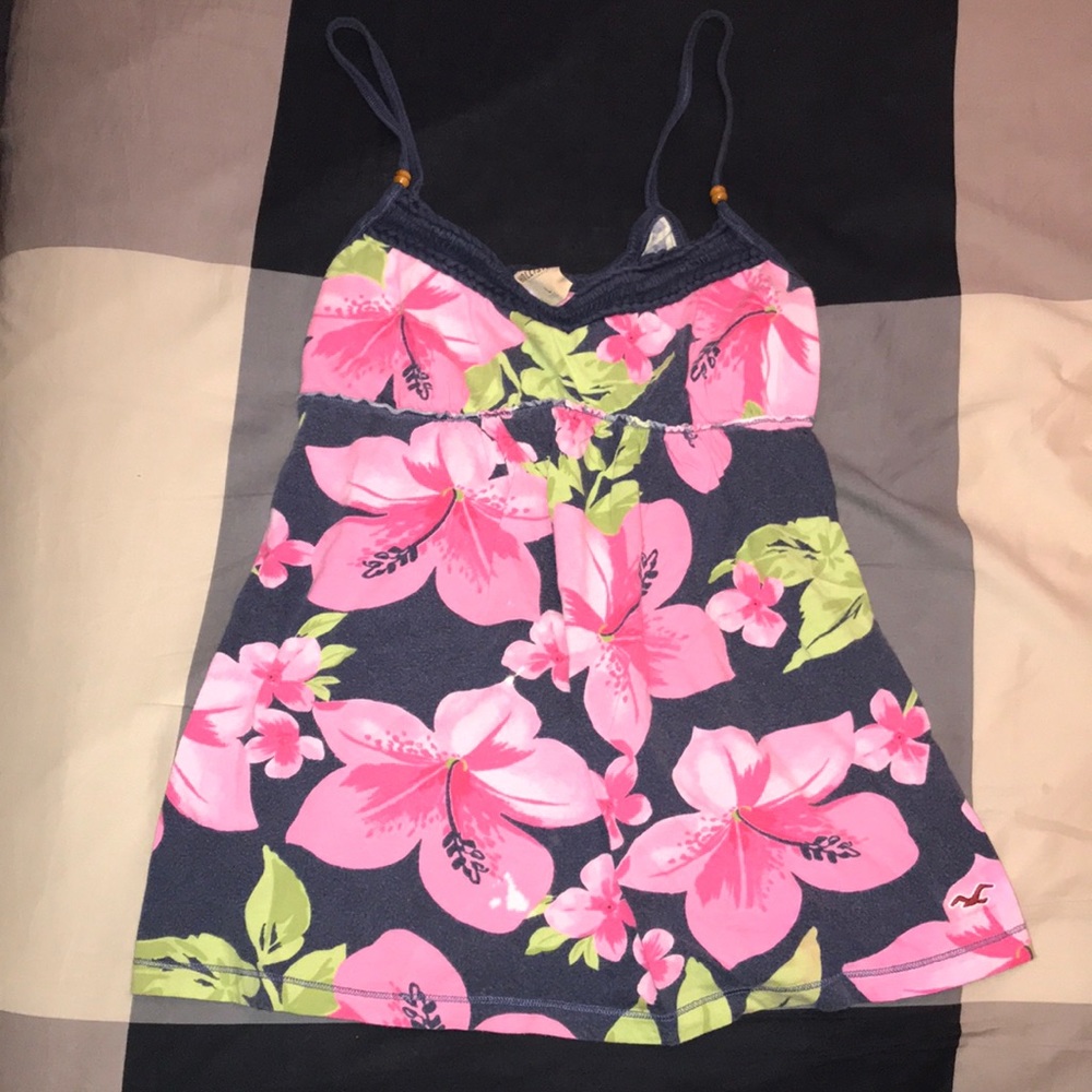 Blue and pink floral top